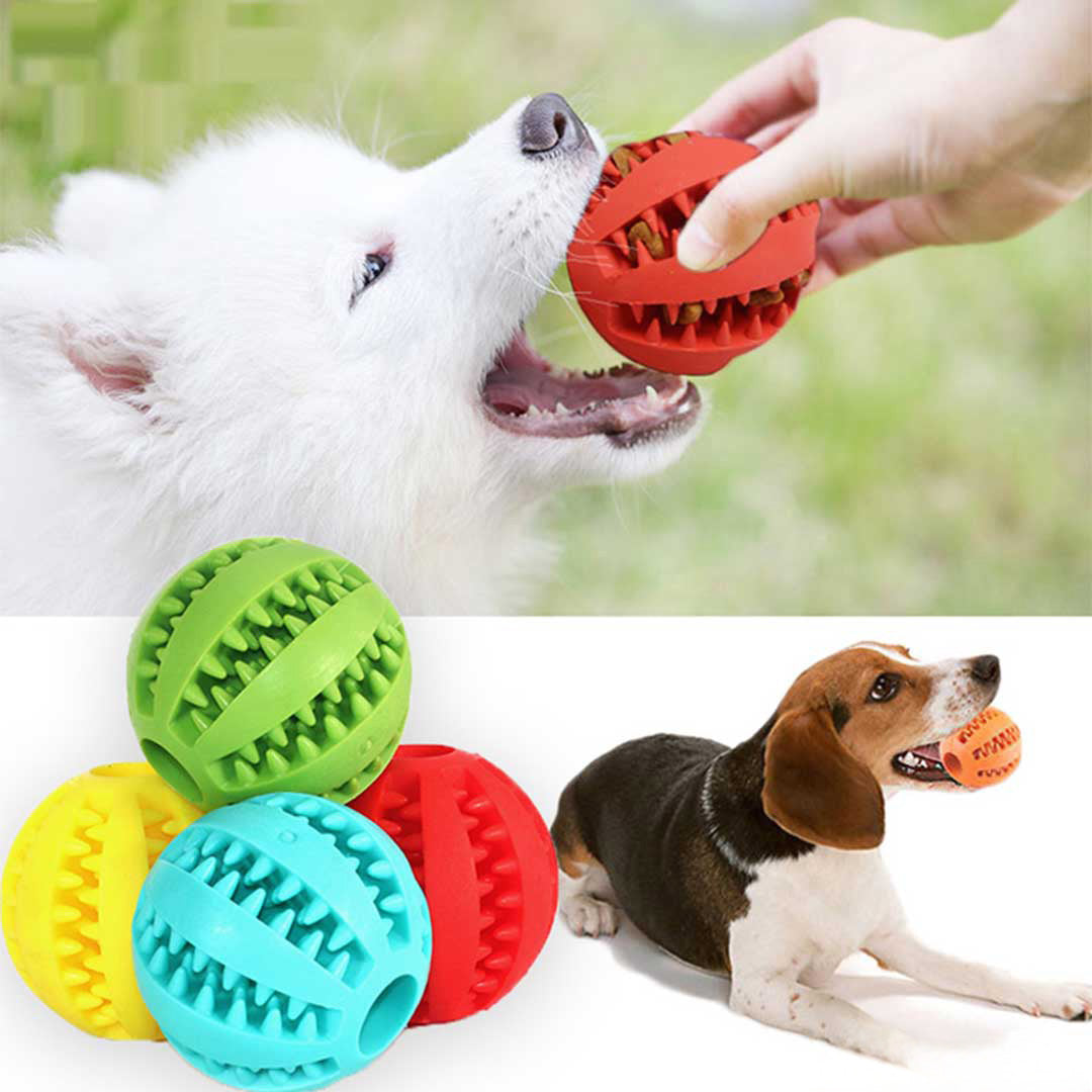 Waggle Interactive Rubber Pet Tooth Cleaning and Treat Dispenser Ball